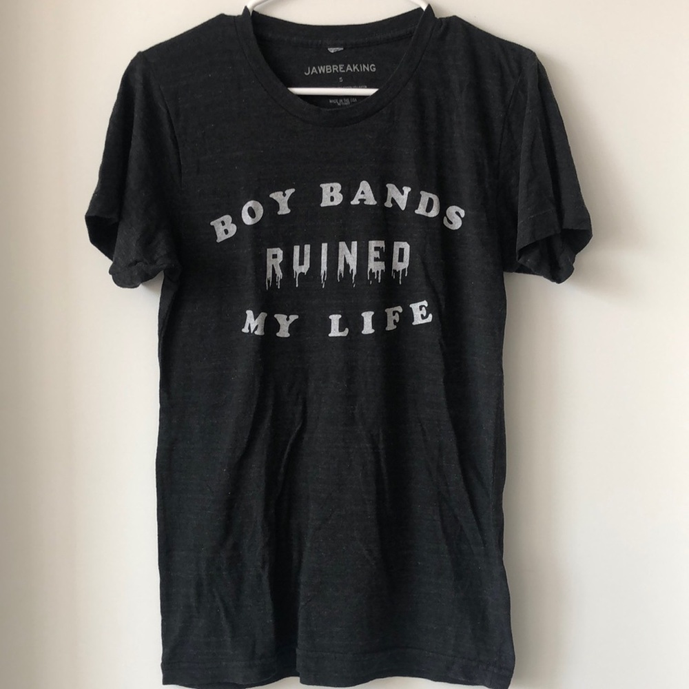‘Boy bands ruined my life’ graphic t-shirt